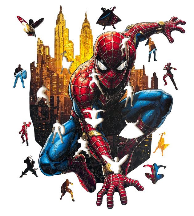 Spiderman v meste - drevené puzzle