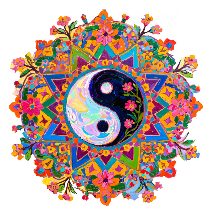 Drevený Obraz - Mandala Jin Jang