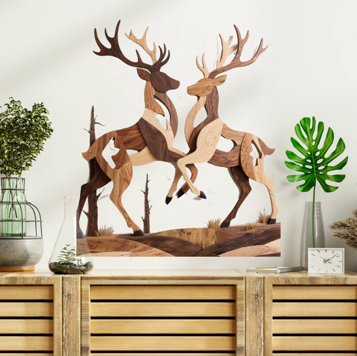 Drevený obraz s UV potlačou - Jelene - Drevený dizajn