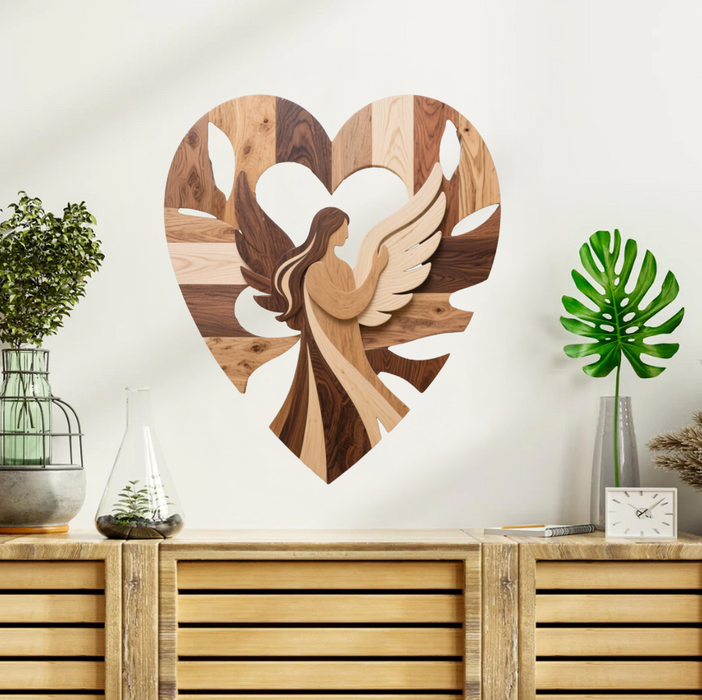 Drevený obraz s UV potlačou - Anjel rodiny - Drevený dizajn