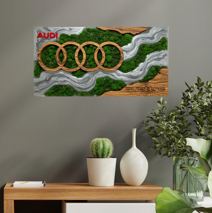 Drevený obraz s UV potlačou - Audi Epoxy Desk