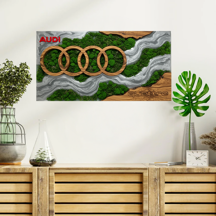 Drevený obraz s UV potlačou - Audi Epoxy Desk