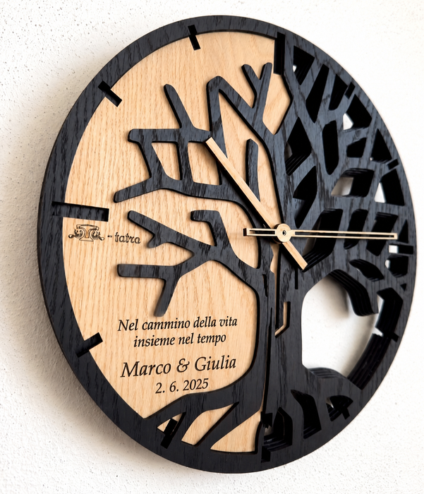 Realizzazione su ordinazione – Orologio da parete 3D in legno di quercia T-Tatra 30cm/50cm/84cm