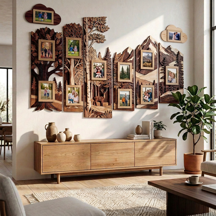 Large Wooden Wall Photo Collage - Zimne Photo valley