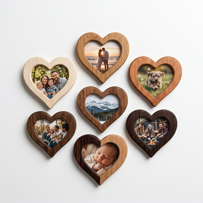 Pêle-mêle photo mural en bois - Cœurs 7 x 10x10 cm