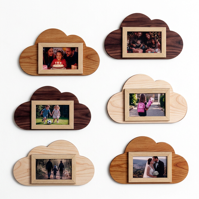 Pêle-mêle photo mural en bois - Nuages 6 x 15x10 cm paysage