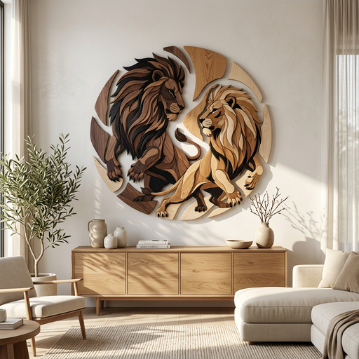Wooden UV printed poster - Lions