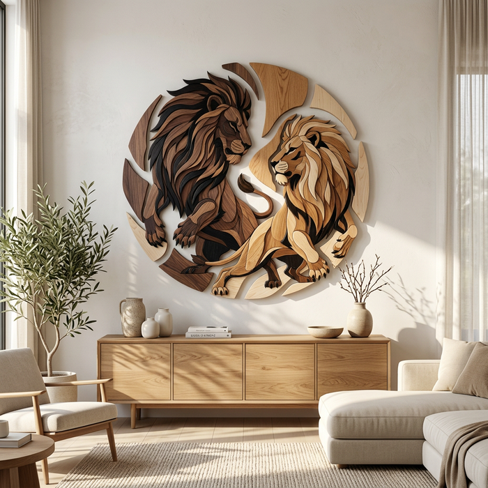 Poster en bois à impression UV - Lions
