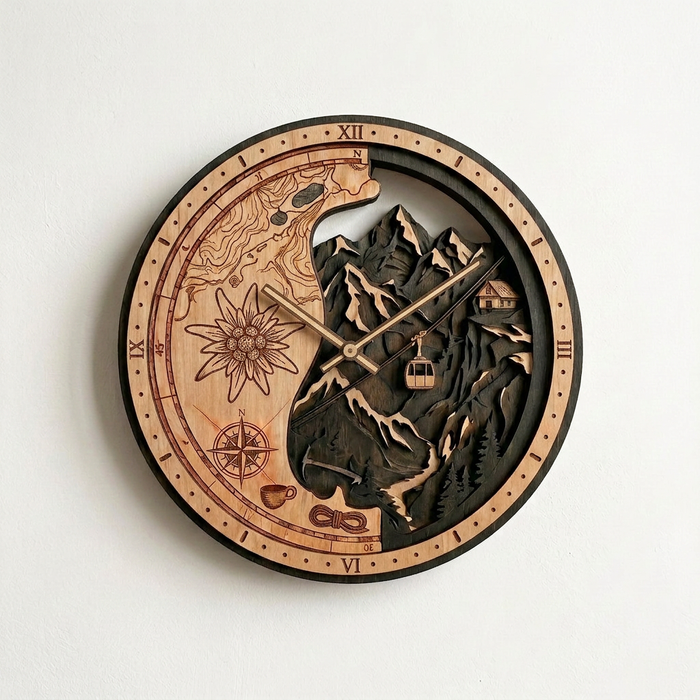 3D Dubové drevené Horský svet Alpy 30cm-50cm-84cm