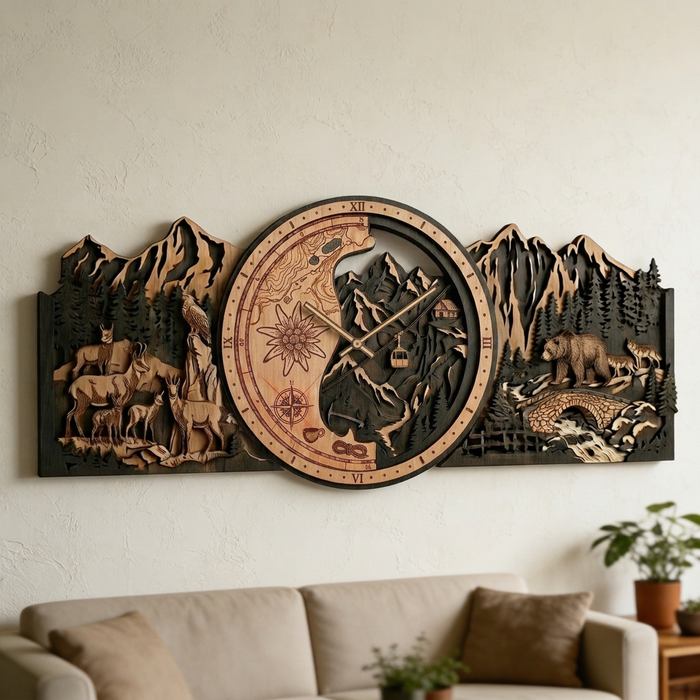 3D Dubové drevené Horský svet Alpy 30cm-50cm-84cm
