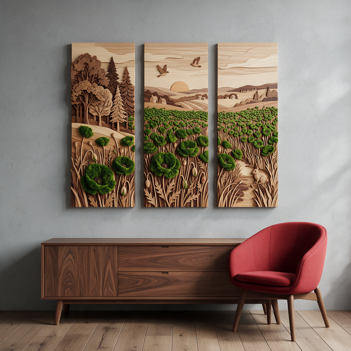 Holzbild mit UV-Druck - Land der grünen Blumen