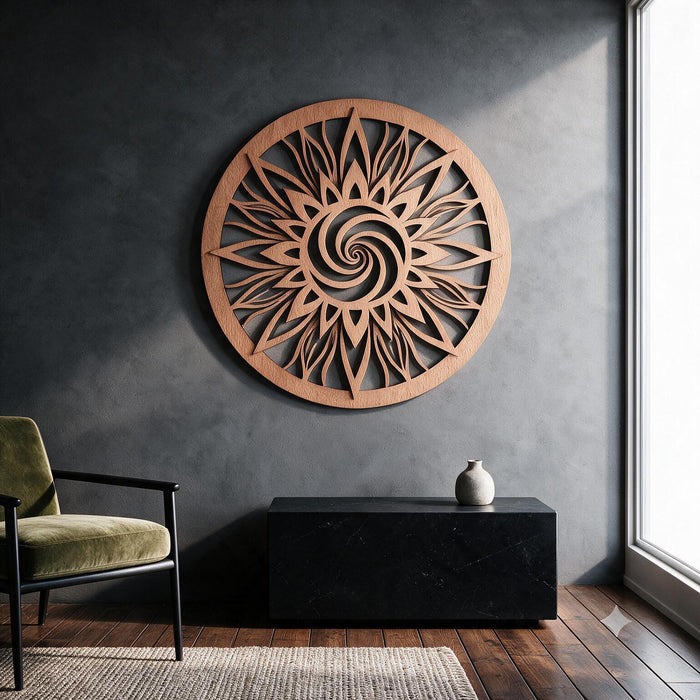 Real Nature oak wood wall decor - Mandala Energy of Star