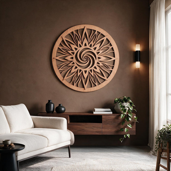 Real Nature oak wood wall decor - Mandala Energy of Star