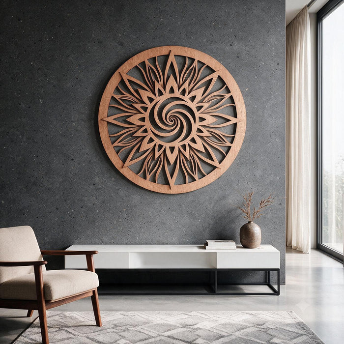 Real Nature oak wood wall decor - Mandala Energy of Star