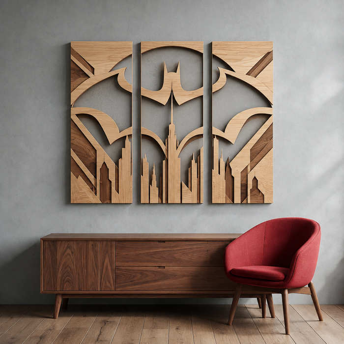 Wooden UV printed poster - Geometry panels Bat Dark King