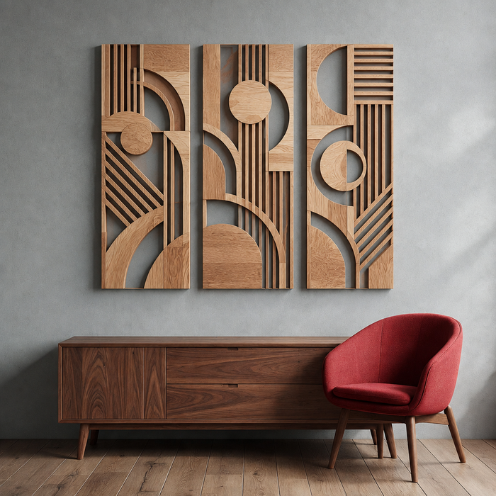 Holzbild mit UV-Druck - Geometrie-Paneele D1