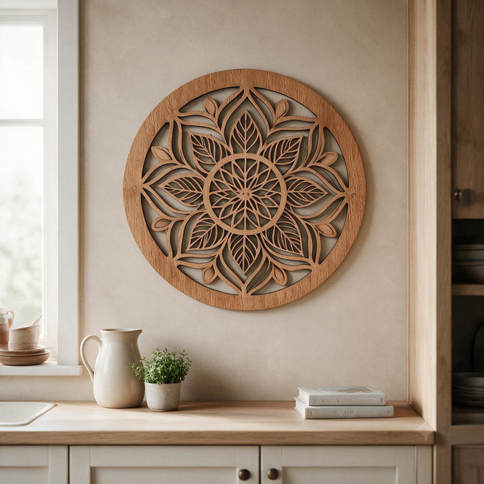 Real Nature oak wood wall decor - Mandala Rema