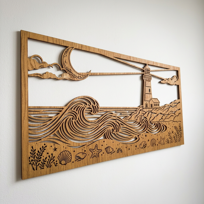 Décoration murale en bois de chêne véritable – Le littoral