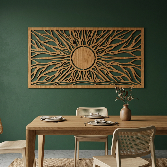 Real Nature oak wood wall decor - Sun