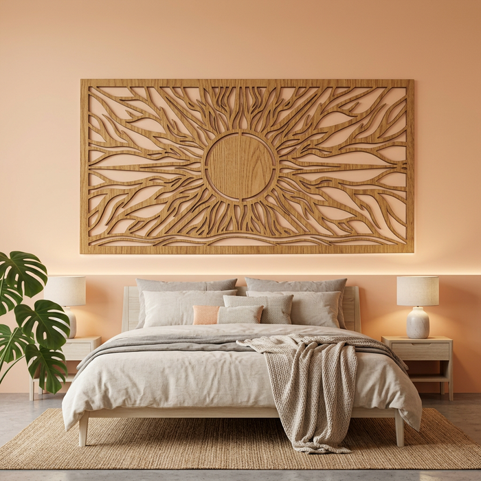 Real Nature oak wood wall decor - Sun