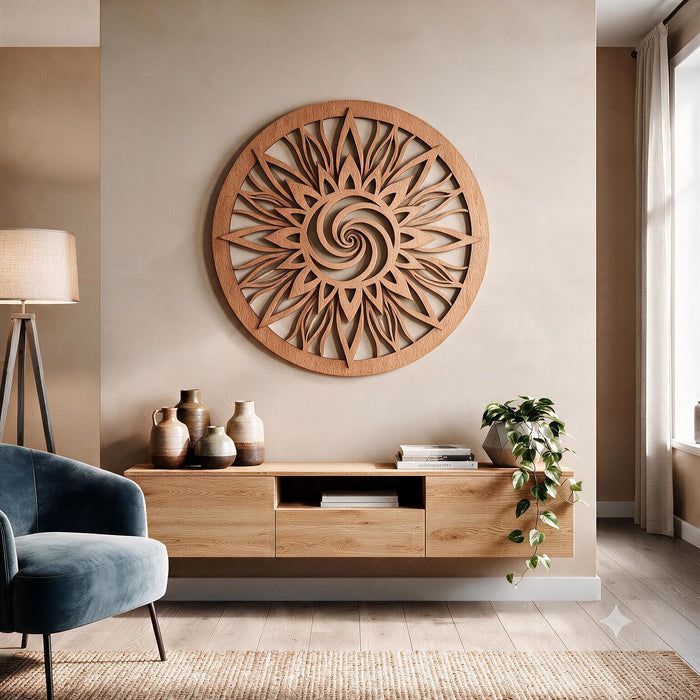 Real Nature oak wood wall decor - Mandala Energy of Star