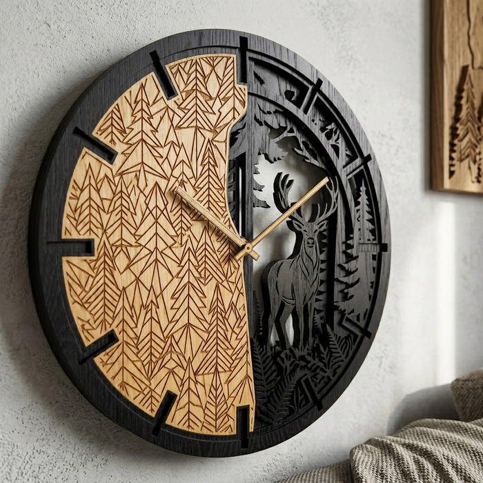 Orologio in Rovere T-Tatra il cervo | 30cm | 50cm | 84cm