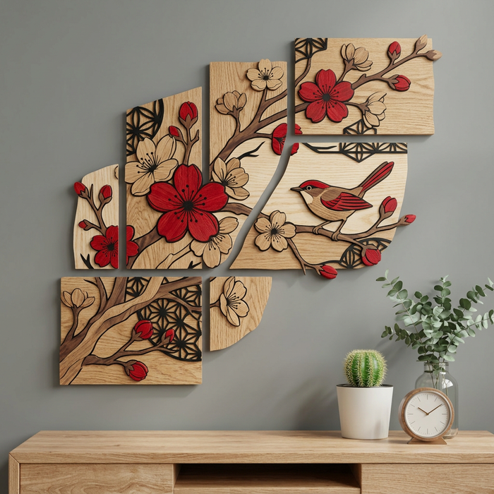 Wooden UV printed poster - Red branch
