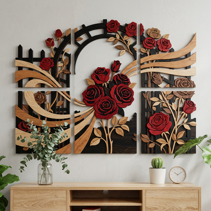 Wooden UV printed poster - Roses