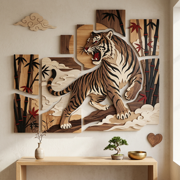 Wooden UV printed poster - Tiger Japan