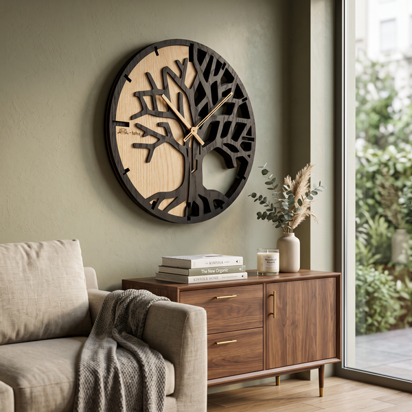 3D Dubové drevené hodiny T-Tatra Oak 30cm-50cm-84cm Strom života