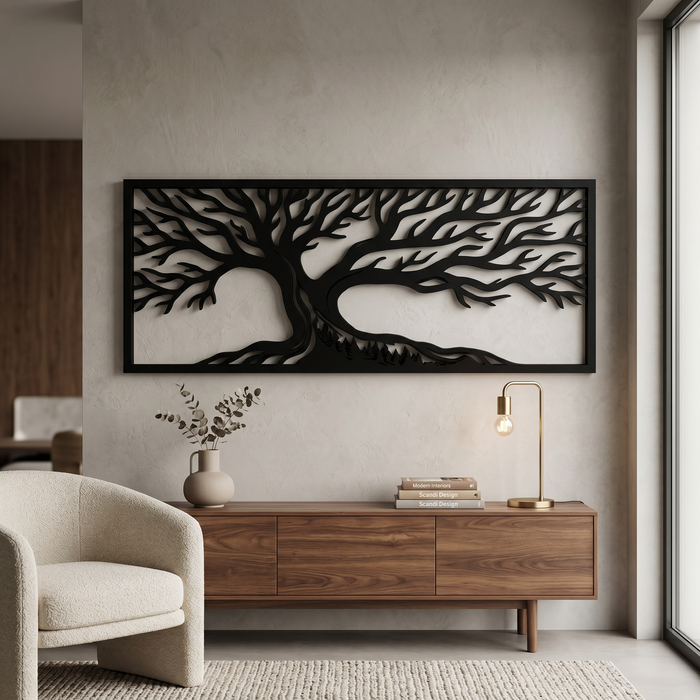 Wanddekoration aus echtem Natureichenholz – Waldbaum Mero