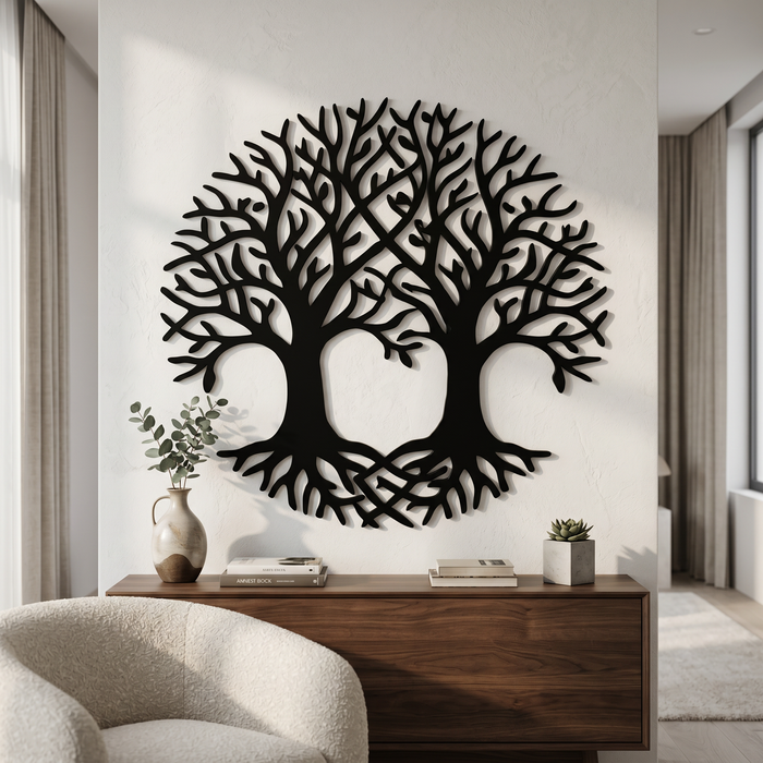 Decorazione murale in vero legno di rovere – Due querce