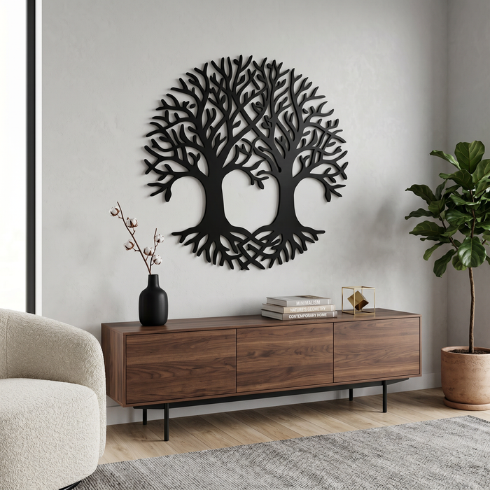 Decorazione murale in vero legno di rovere – Due querce