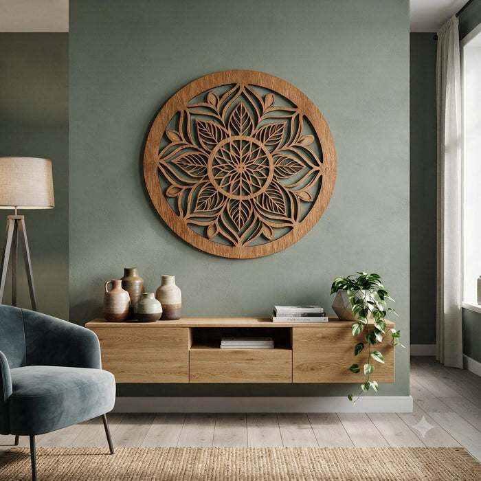 Real Nature oak wood wall decor - Mandala Rema