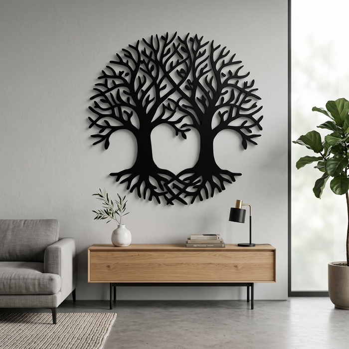 Decorazione murale in vero legno di rovere – Due querce