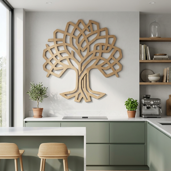 Wanddekoration aus echtem Natureichenholz – Zwei Eichen