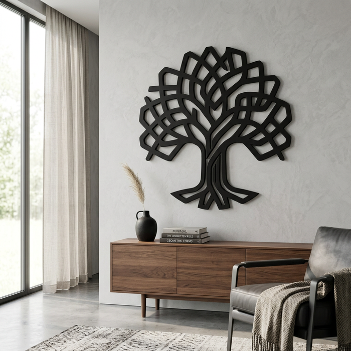 Wanddekoration aus echtem Natureichenholz – Zwei Eichen