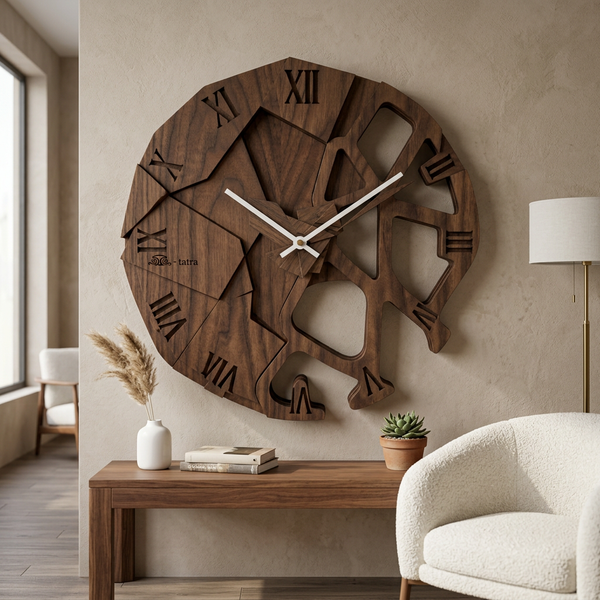 Horloge murale en chêne massif T-Tatra Zygomaticum - Arbre de vie Atama