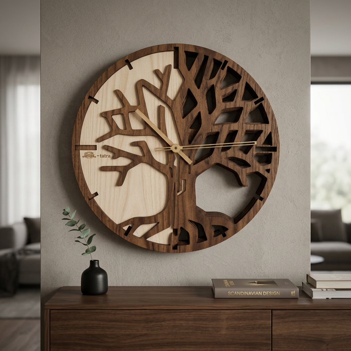 Baum des Lebens – Handgefertigte 3D Eichenholz Wanduhr | 30cm | 50cm | 84cm | Atama