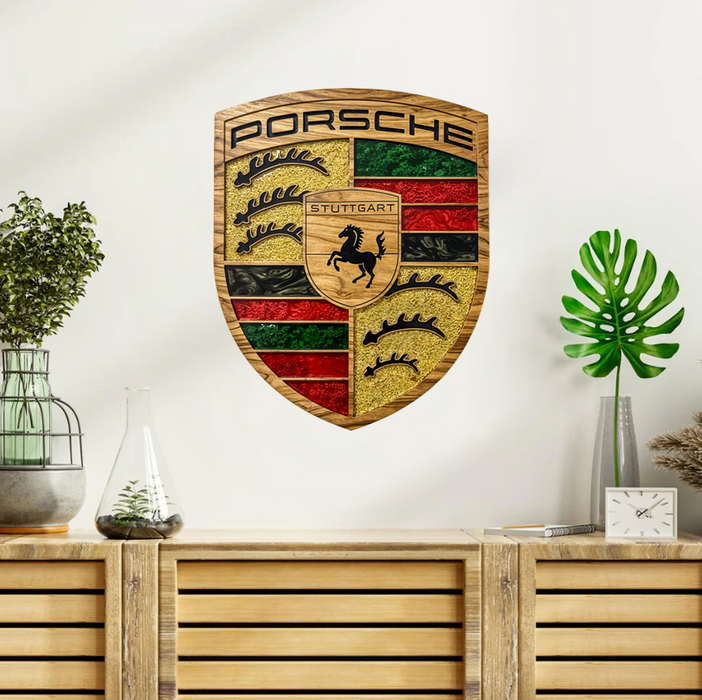 Wooden UV printed poster - Porsche - Epoxy